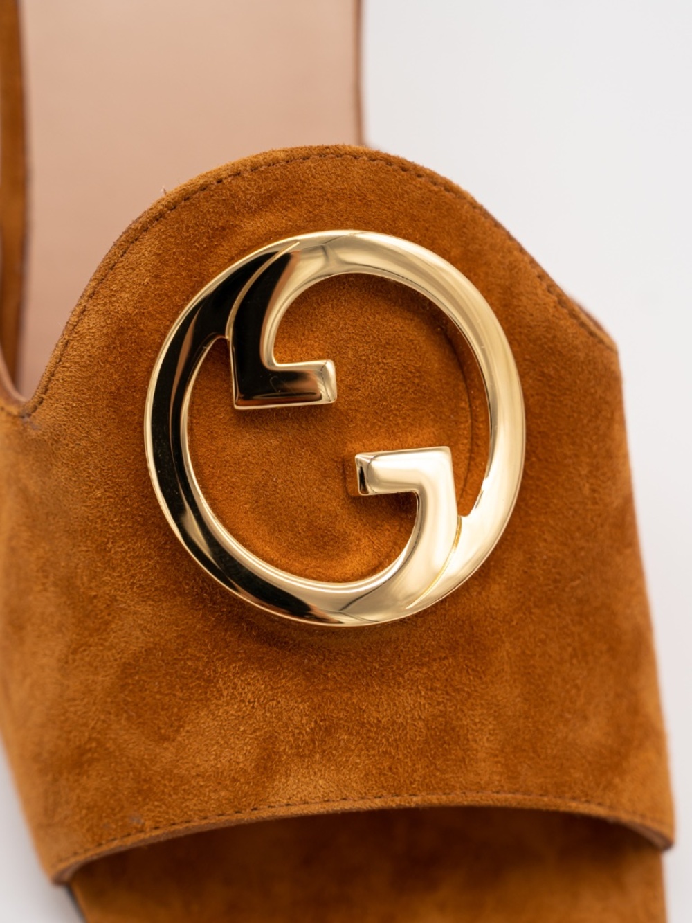 Gucci Women's Sandals Heels Blondie GG Suede Slingback Ankle Strap 41 EU 11 US - Picture 7 of 12